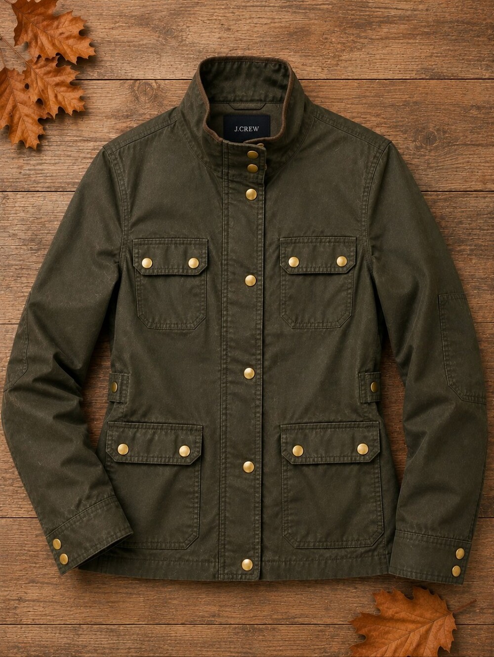 J.Crew Downtown Field Jacket XL Olive Green Utility Barn Coat 100% Cotton - Picture 2 of 9